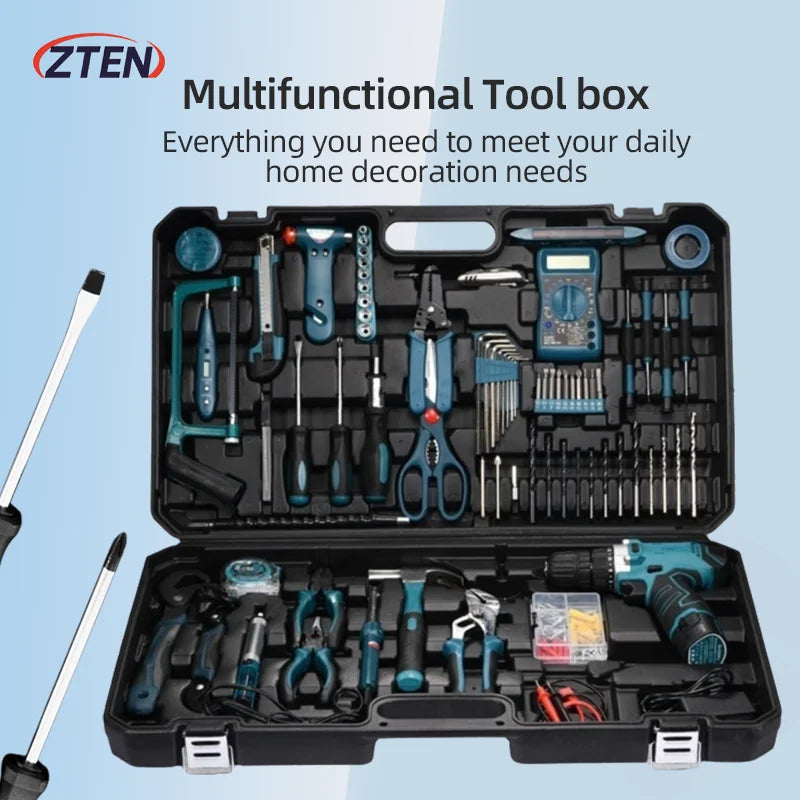 63 Piece ZTEN High-power Lithium Electric Hand Drill Multifunctional Household Hardware Tool Combination Handheld Drill Set